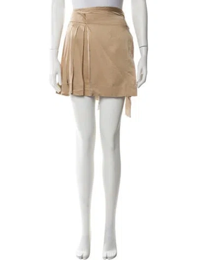 Pre-owned Burberry Silk Mini Skirt W/ Tags In Neutral
