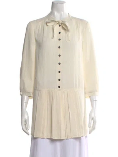 Pre-owned Burberry Silk Mock Neck Tunic In Neutral