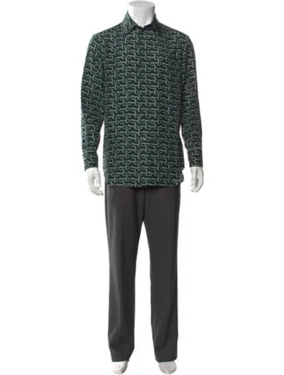 Pre-owned Burberry Silk Mock Neck Tunic W/ Tags In Green