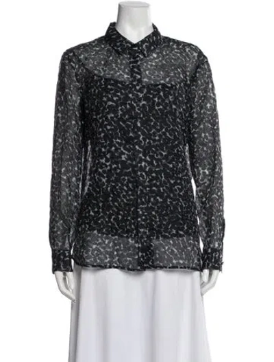 Pre-owned Burberry Silk Patterned Blouse In Gray