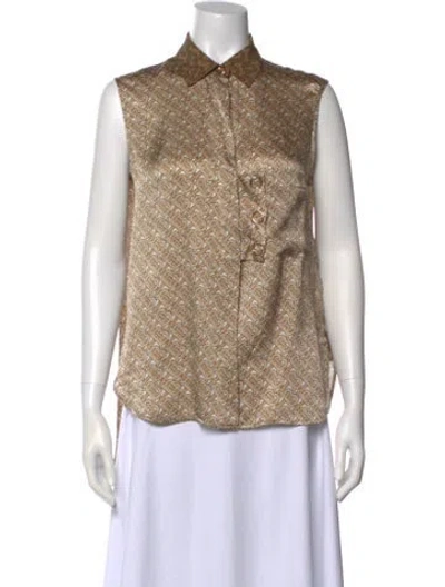 Pre-owned Burberry Silk Patterned Blouse In Neutral