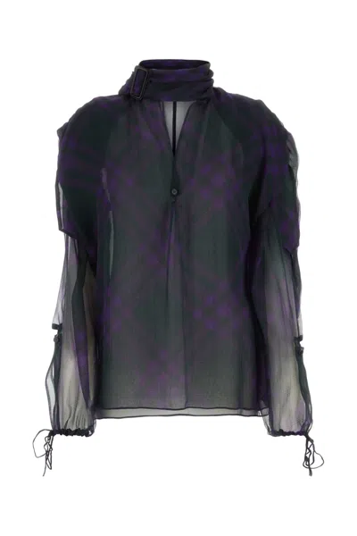 Burberry Silk Patterned Blouse In Purple