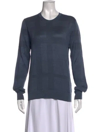 Pre-owned Burberry Silk Patterned Sweater W/ Tags In Blue