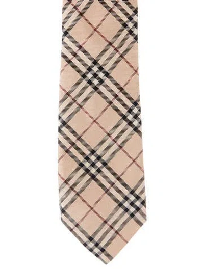 Pre-owned Burberry Silk Patterned Tie In Neutrals