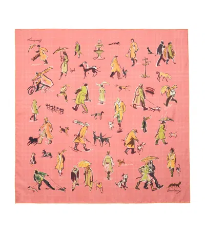 Burberry Silk Paws On Parade Scarf In Pink