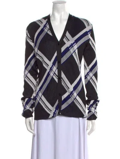 Pre-owned Burberry Silk Plaid Print Cardigan W/ Tags In Black