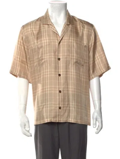 Pre-owned Burberry Silk Plaid Print Lounge Top In Neutrals