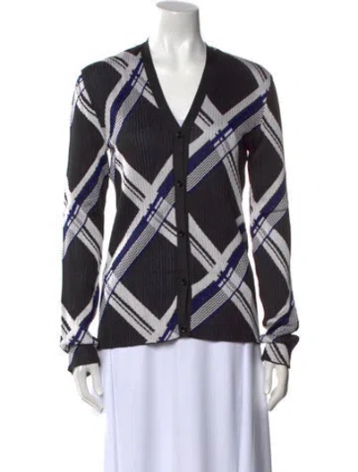 Pre-owned Burberry Silk Plaid Print Sweater In Black