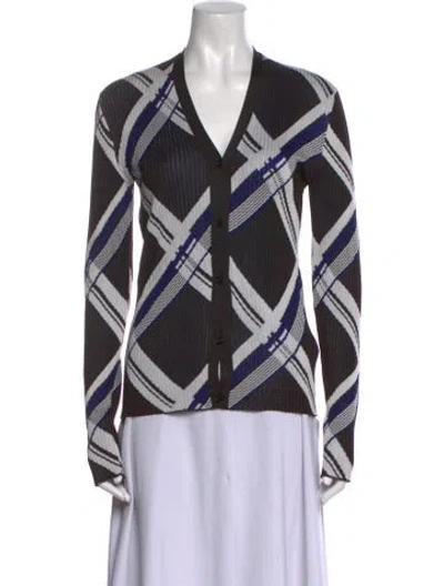 Pre-owned Burberry Silk Plaid Print Sweater In Black