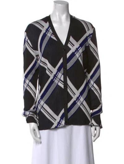Pre-owned Burberry Silk Plaid Print Sweater In Black
