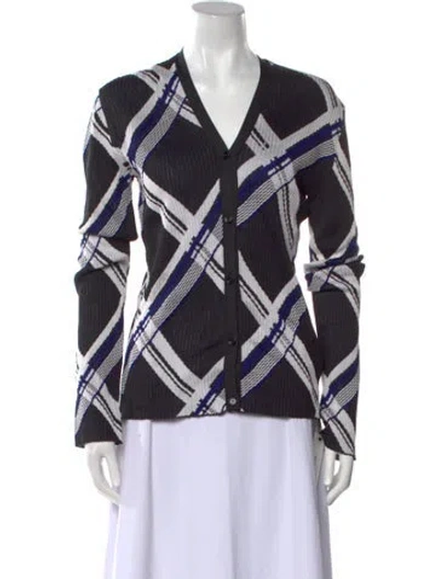 Pre-owned Burberry Silk Plaid Print Sweater In Black