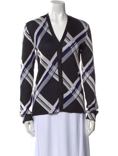Pre-owned Burberry Silk Plaid Print Sweater In Black