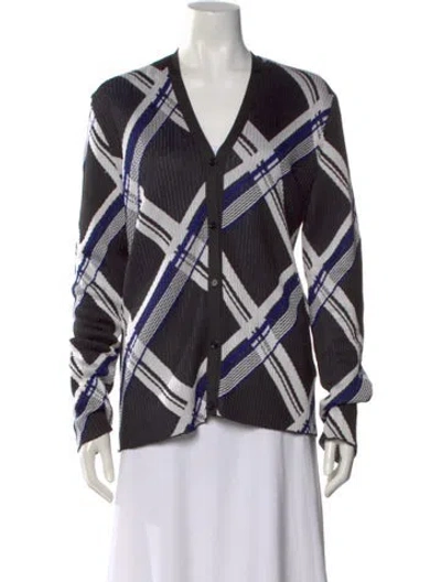 Pre-owned Burberry Silk Plaid Print Sweater In Black