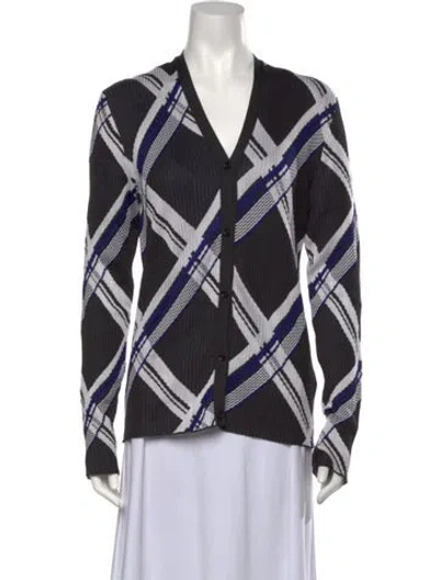 Pre-owned Burberry Silk Plaid Print Sweater In Black