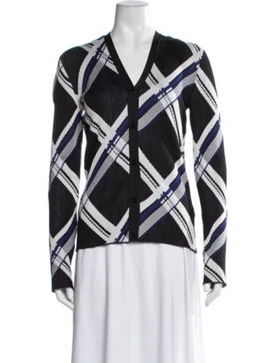 Pre-owned Burberry Silk Plaid Print Sweater In Black