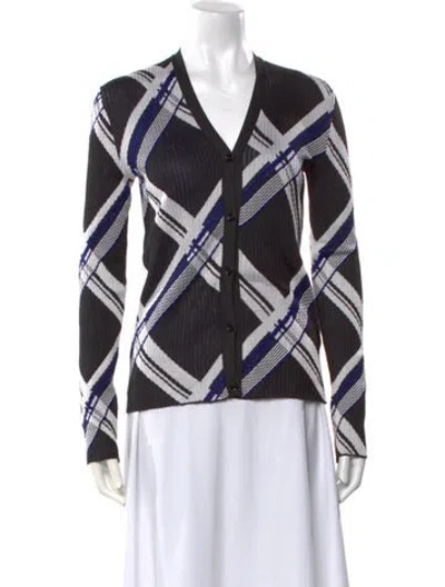 Pre-owned Burberry Silk Plaid Print Sweater W/ Tags In Black