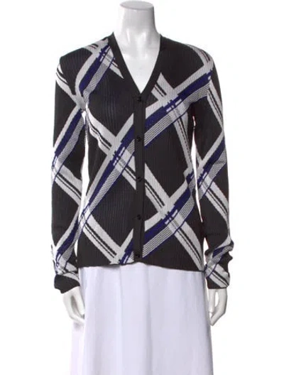 Pre-owned Burberry Silk Plaid Print Sweater W/ Tags In Black