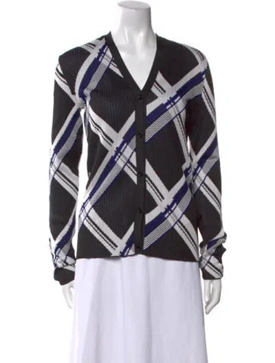 Pre-owned Burberry Silk Plaid Print Sweater W/ Tags In Black