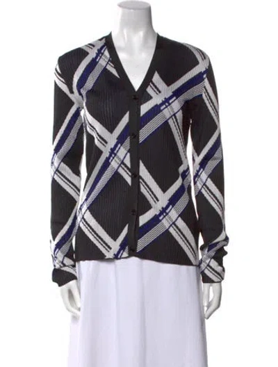 Pre-owned Burberry Silk Plaid Print Sweater W/ Tags In Black