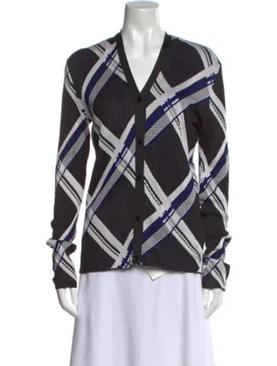 Pre-owned Burberry Silk Plaid Print Sweater W/ Tags In Black