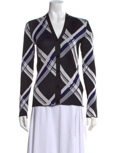 Pre-owned Burberry Silk Plaid Print Sweater W/ Tags In Black