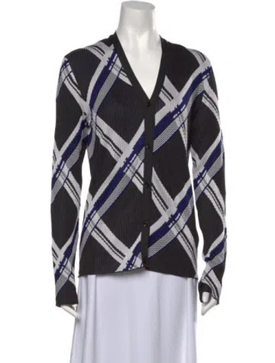 Pre-owned Burberry Silk Plaid Print Sweater W/ Tags In Black