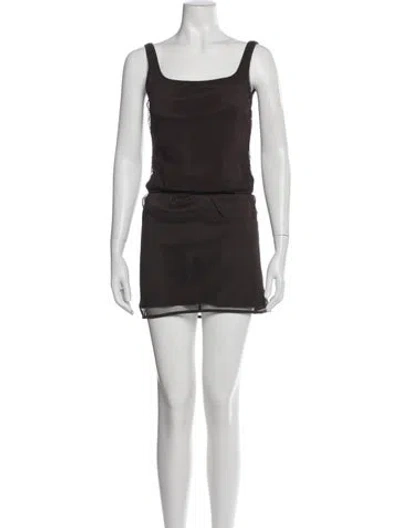 Pre-owned Burberry Silk Pleated Accents Skirt Set In Gray