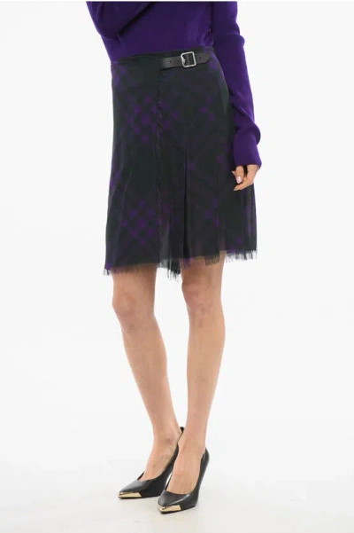 Burberry Silk Pleated Wrap Skirt In Black