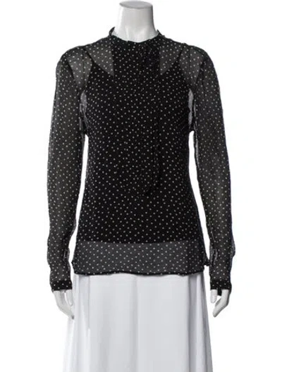 Pre-owned Burberry Silk Polka Dot Print Blouse In Black