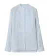 Burberry Silk Poplin Stripe Shirt In Gray
