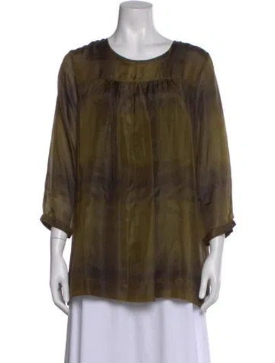 Pre-owned Burberry Silk Printed Blouse In Green