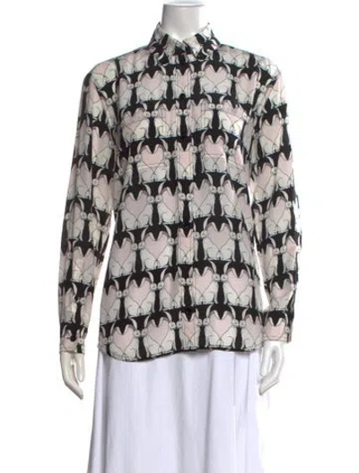 Pre-owned Burberry Silk Printed Blouse In Neutrals