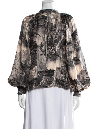 Pre-owned Burberry Silk Printed Blouse In Neutrals
