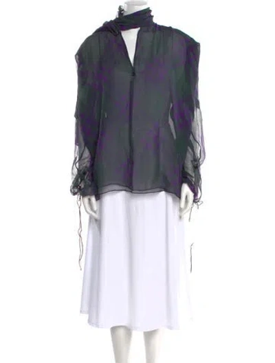 Pre-owned Burberry Silk Printed Blouse In Purple