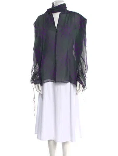 Pre-owned Burberry Silk Printed Blouse In Purple