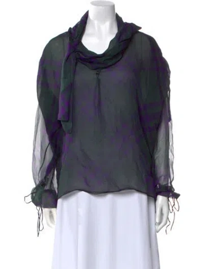 Pre-owned Burberry Silk Printed Blouse In Purple