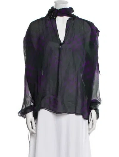 Pre-owned Burberry Silk Printed Blouse In Purple