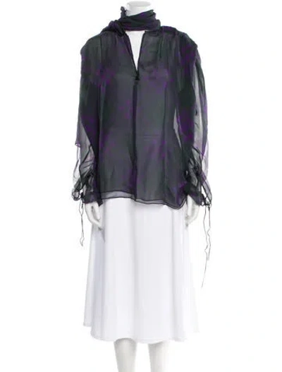 Pre-owned Burberry Silk Printed Blouse In Purple