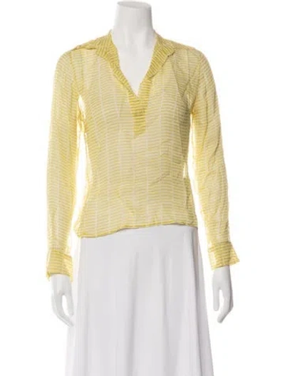 Pre-owned Burberry Silk Printed Blouse In Yellow