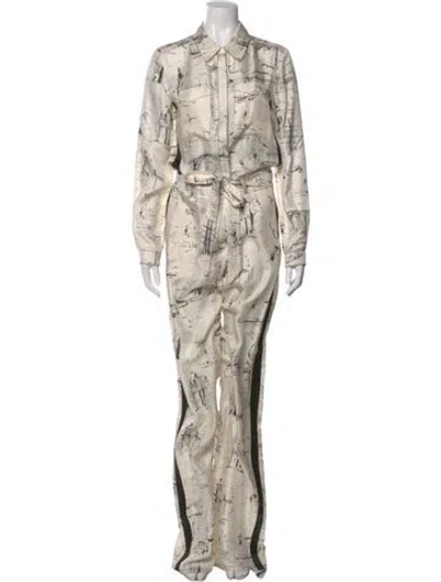 Pre-owned Burberry Silk Printed Jumpsuit In Neutral