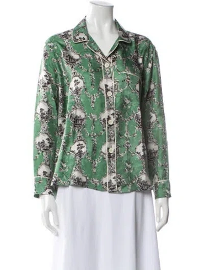 Pre-owned Burberry Silk Printed Pajamas In Green