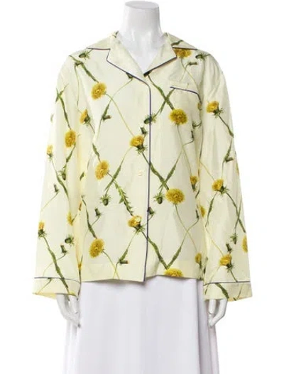 Pre-owned Burberry Silk Printed Pajamas W/ Tags In Yellow