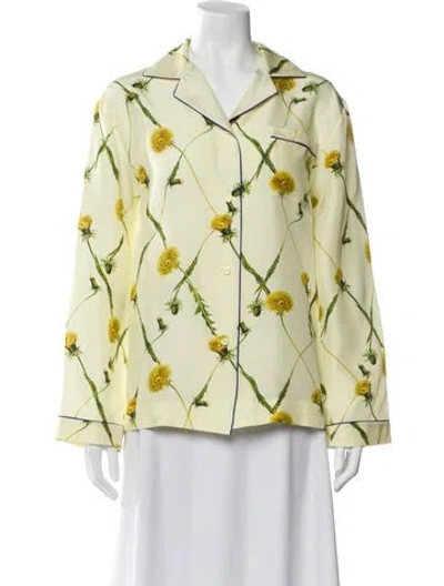 Pre-owned Burberry Silk Printed Pajamas In Yellow