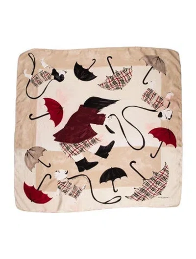 Pre-owned Burberry Silk Printed Scarf In Neutral