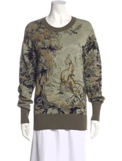 Pre-owned Burberry Silk Printed Sweater In Green