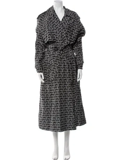 Pre-owned Burberry Silk Printed Trench Coat W/ Tags In Black