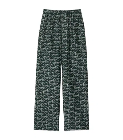 Burberry Silk Printed Trousers In Green