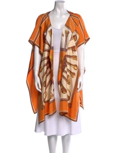 Pre-owned Burberry Silk Printed Tunic In Orange