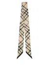 Burberry Thin Silk Check Scarf In Beige
