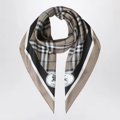 Burberry Silk Scarf Check Light Brown